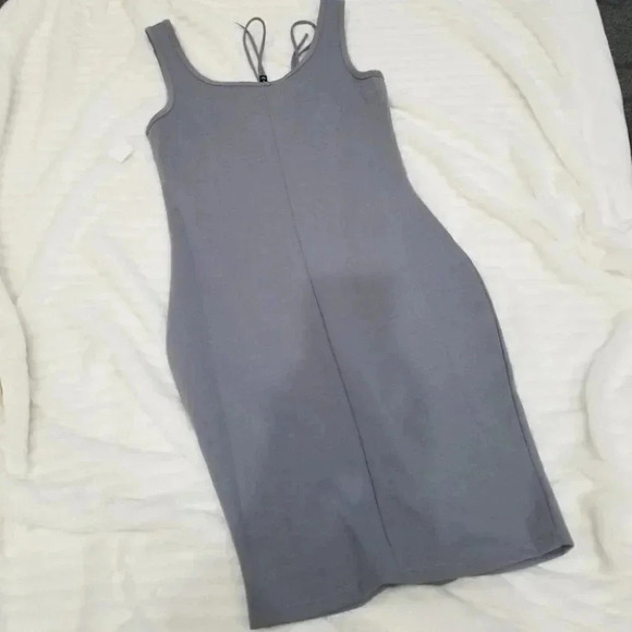 Gray Mini Dress with Lace up Front - Picture 3 of 4